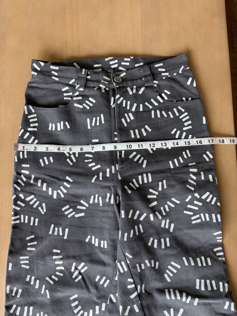 Dusen Dusen Bones High Waisted Pants Grey White Size 4 Cotton Made In Usa Nwot — image 7 of 8